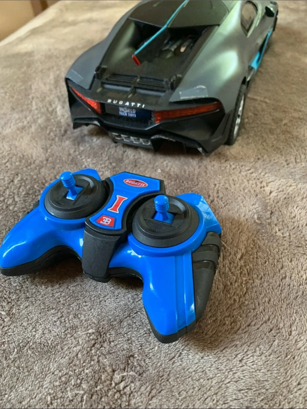 Remote Control Sports Car Bugatti - Gray with Blue Accents